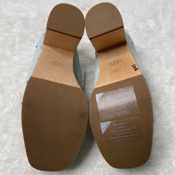 UGG #1112427 Women's Light Blue Aubriana Fur Loafer Heeled Clogs Shoes Size 10 - Picture 7 of 15